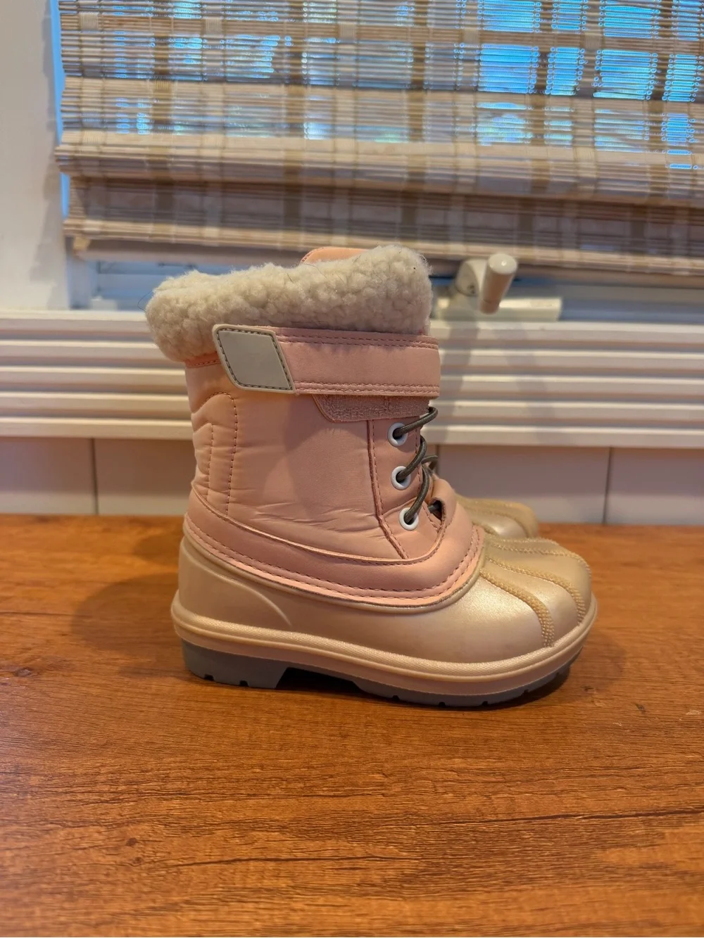 Cat & Jack Pink and Champagne Kids Snow Boots with Faux Fur Cuff